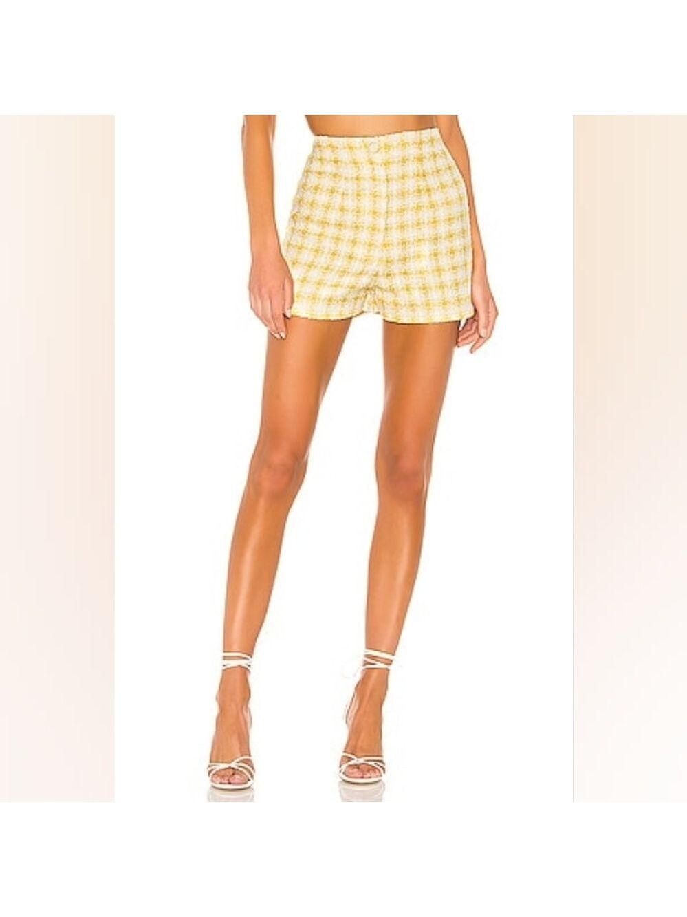 NBD Bridgette High Waist Yellow Checkered Shorts